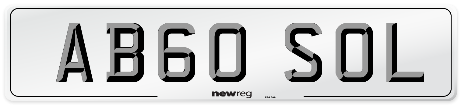 AB60 SOL Number Plate from New Reg